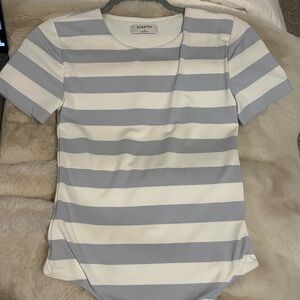 Aritzia Women's Striped Bodysuit - Blue and White
